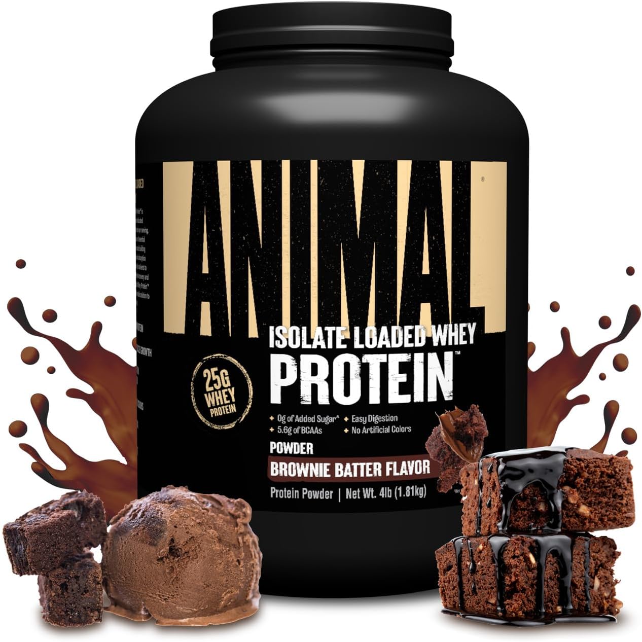 Animal Whey Isolate Protein Powder - Loaded for Pre & Post Workout Muscle Builder and Recovery with Digestive Enzymes for Men & Women - 25g Protein, Great Taste, Low Sugar - Chocolate 2 lbs
