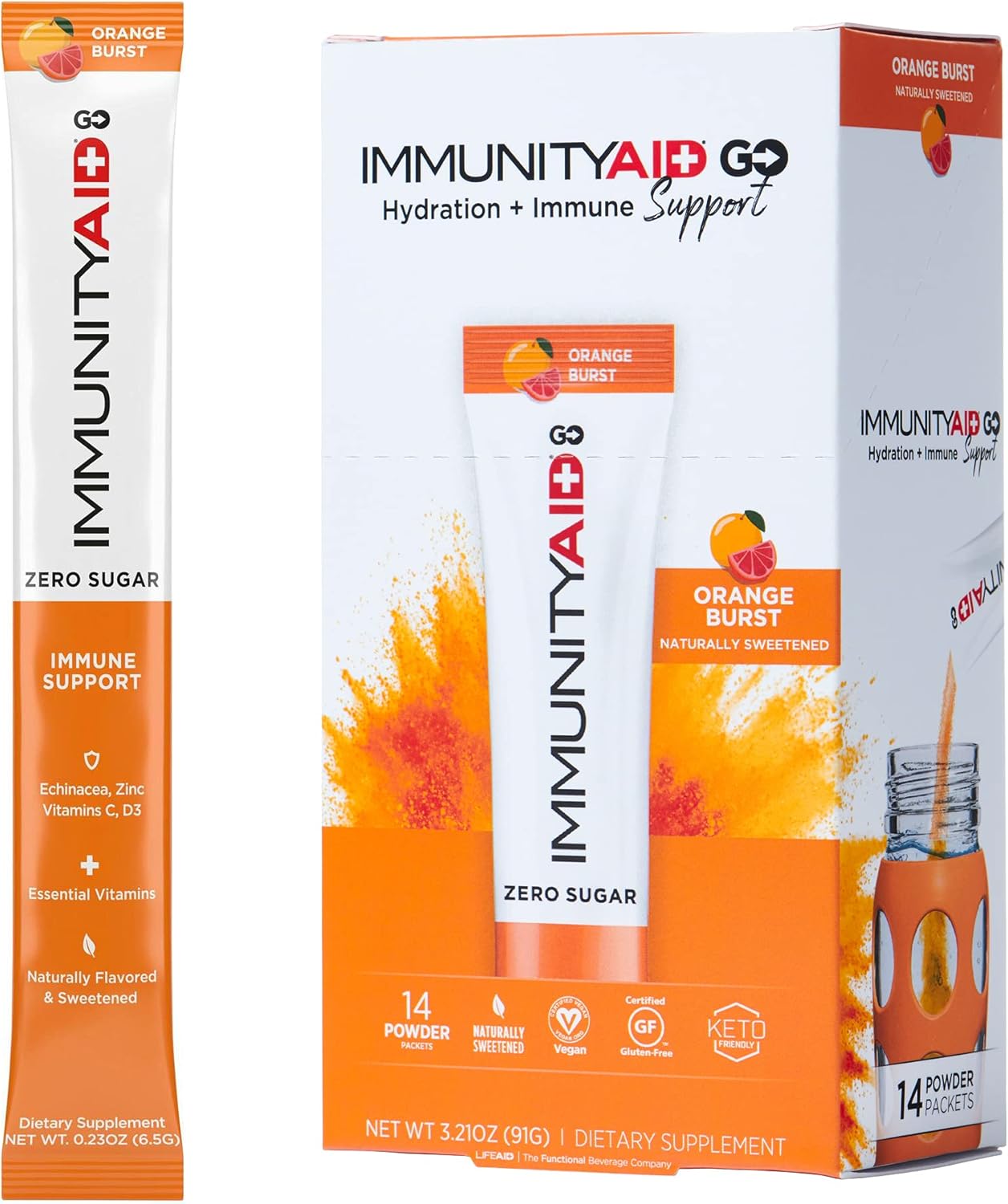 LIFEAID IMMUNITYAID GO Zero Sugar Hydration Packets (14 Packets)