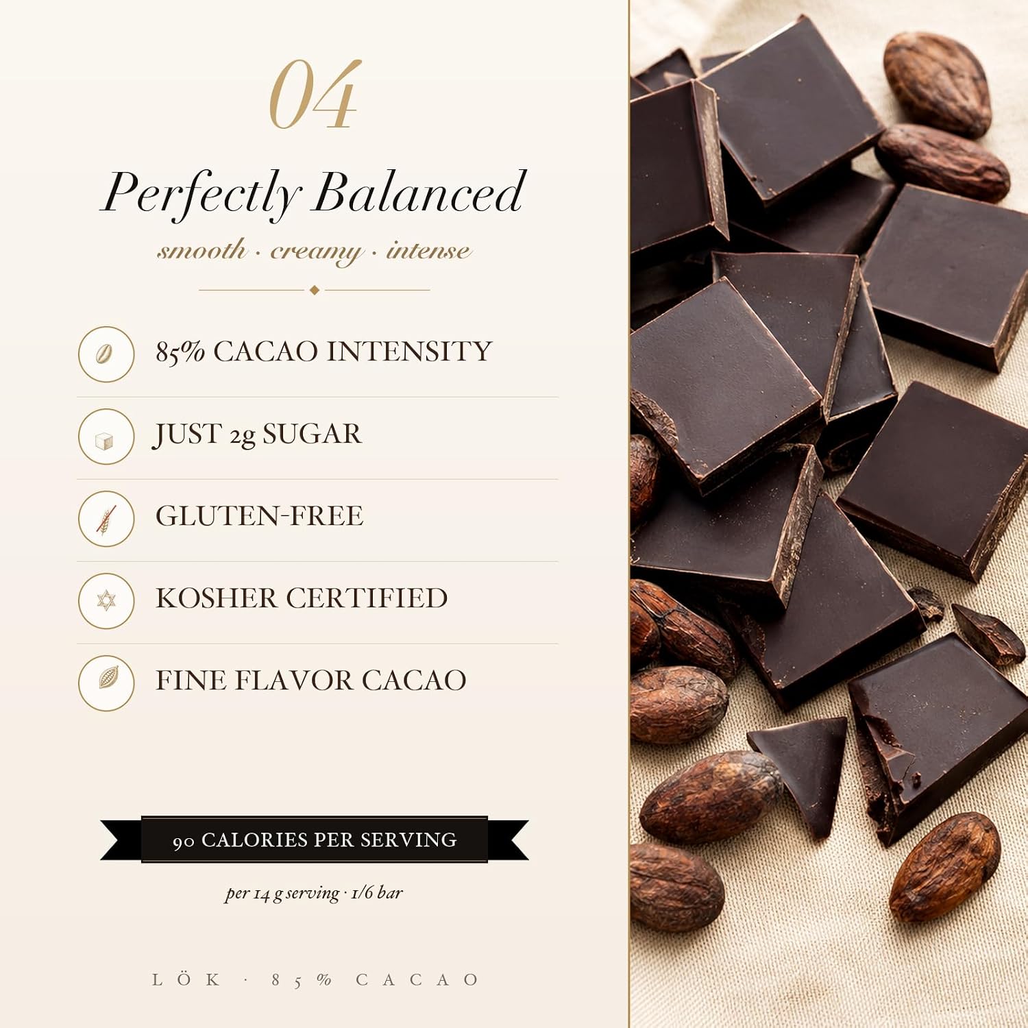 Lök Foods Dark Chocolate Bar 100% Cacao | Fair Trade, Kosher, Gluten Free, Vegan, Bean-to-Bar, Sugar-Free, No Sugar Alcohol, No Artificial Sweetener