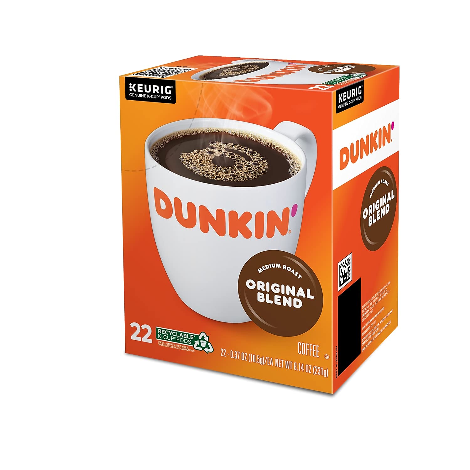 Dunkin' Donuts 2091512 Original Blend Coffee K-Cup Pods Medium Roast 44/Box (006933)