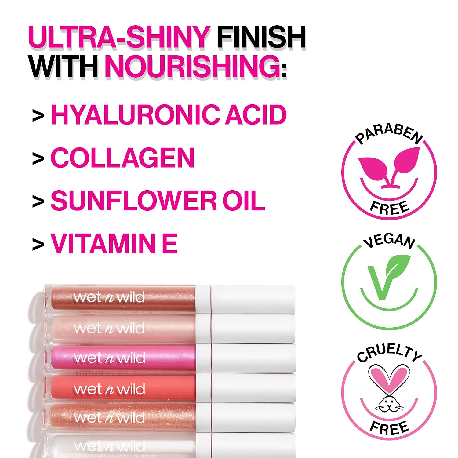 wet n wild MegaSlicks Lip Gloss, Ultra-Glossy, Vitamin-E Enriched, Ultra-Gloss High Shine Moisturizing, Cruelty-Free & Vegan - Bronze Berry