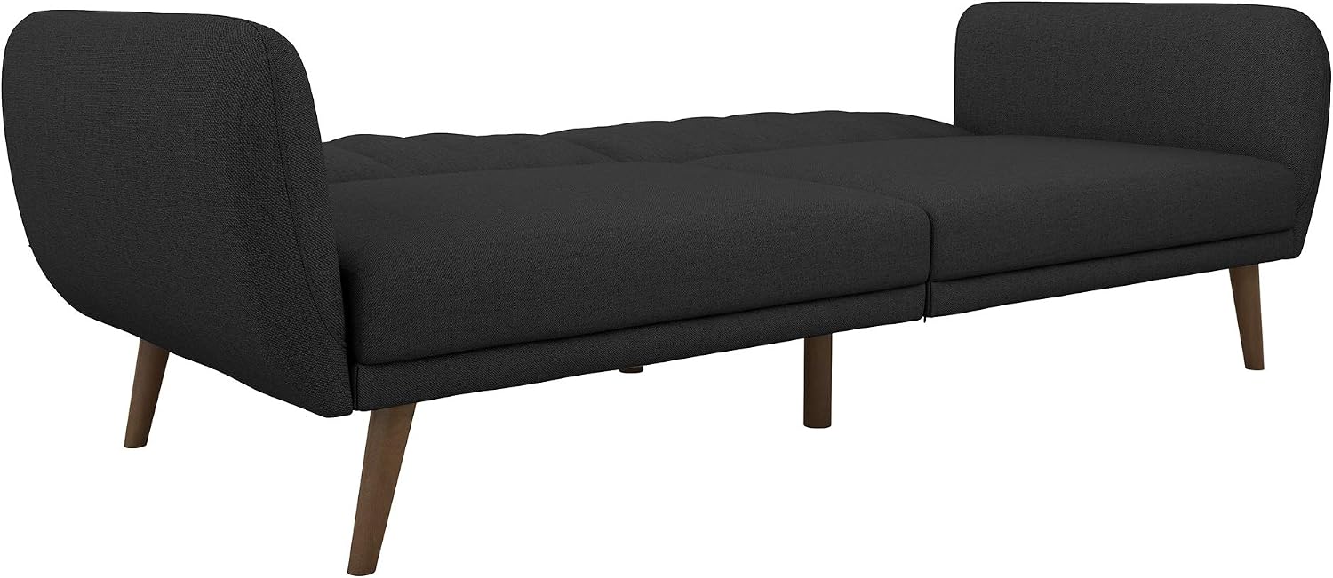 Novogratz Brittany Futon Sofa Bed and Couch Sleeper, Camel Faux Leather