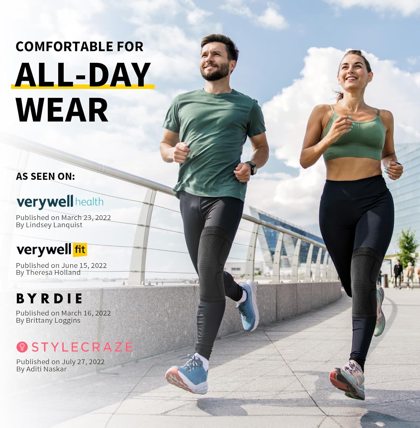 CAMBIVO 2 Pack Knee Braces for Women & Men, Knee Compression Sleeves for Knee Pain Relief, Knee Support with Non-Slip Silicone, Breathable, for Running, Workout, Weightlifting & Daily Use, Arthritis Support (Black, Medium)