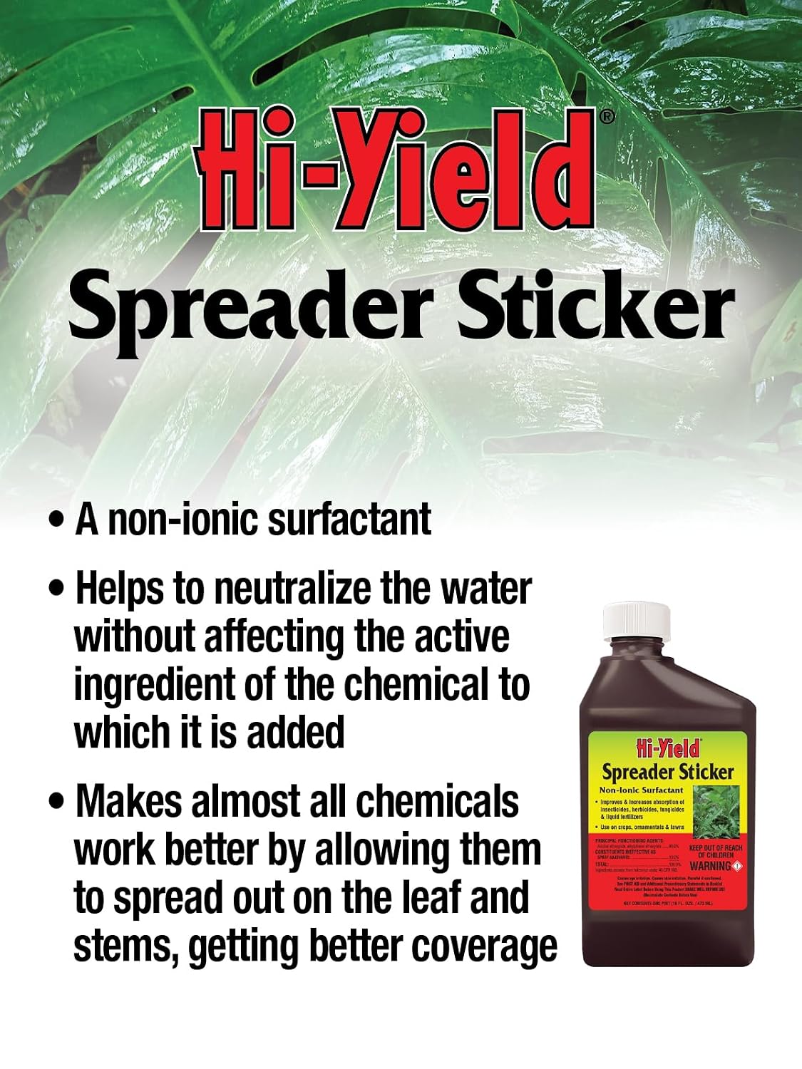 Hi-Yield (31062) Spreader Sticker, 16 oz | Polysiloxane spreader sticker - Improves pesticide adhesion & rainfastness on plant surfaces