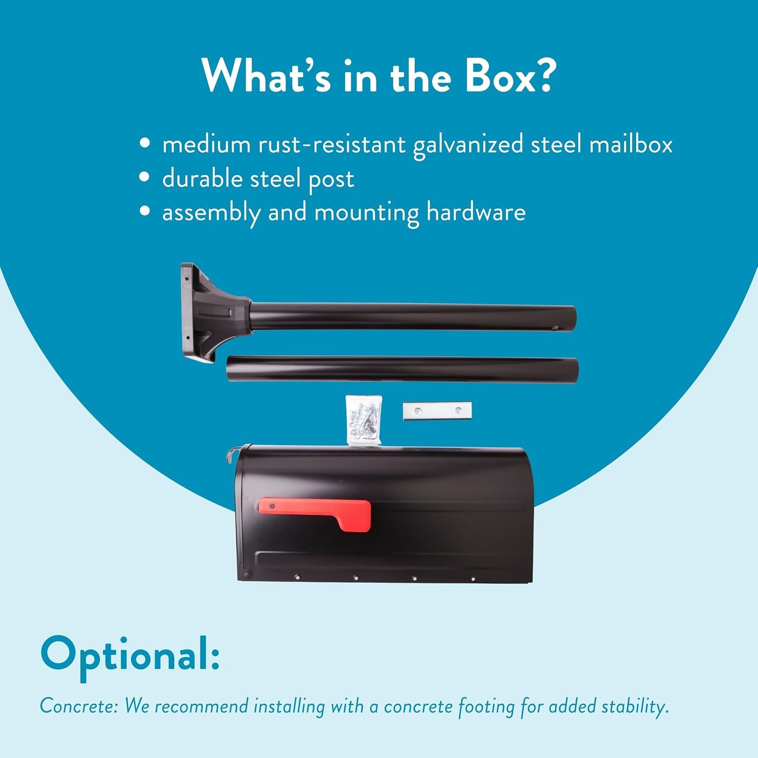 Architectural Mailboxes 7680B-10 MB1 Mount Mailbox and In-Ground Post Kit, Medium, Bl