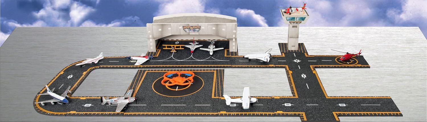 Hot Wings Planes SR-71 Blackbird (Without Drone) with Connectible Runway Die Cast Plane in Aviation Museums Nationwide, Black