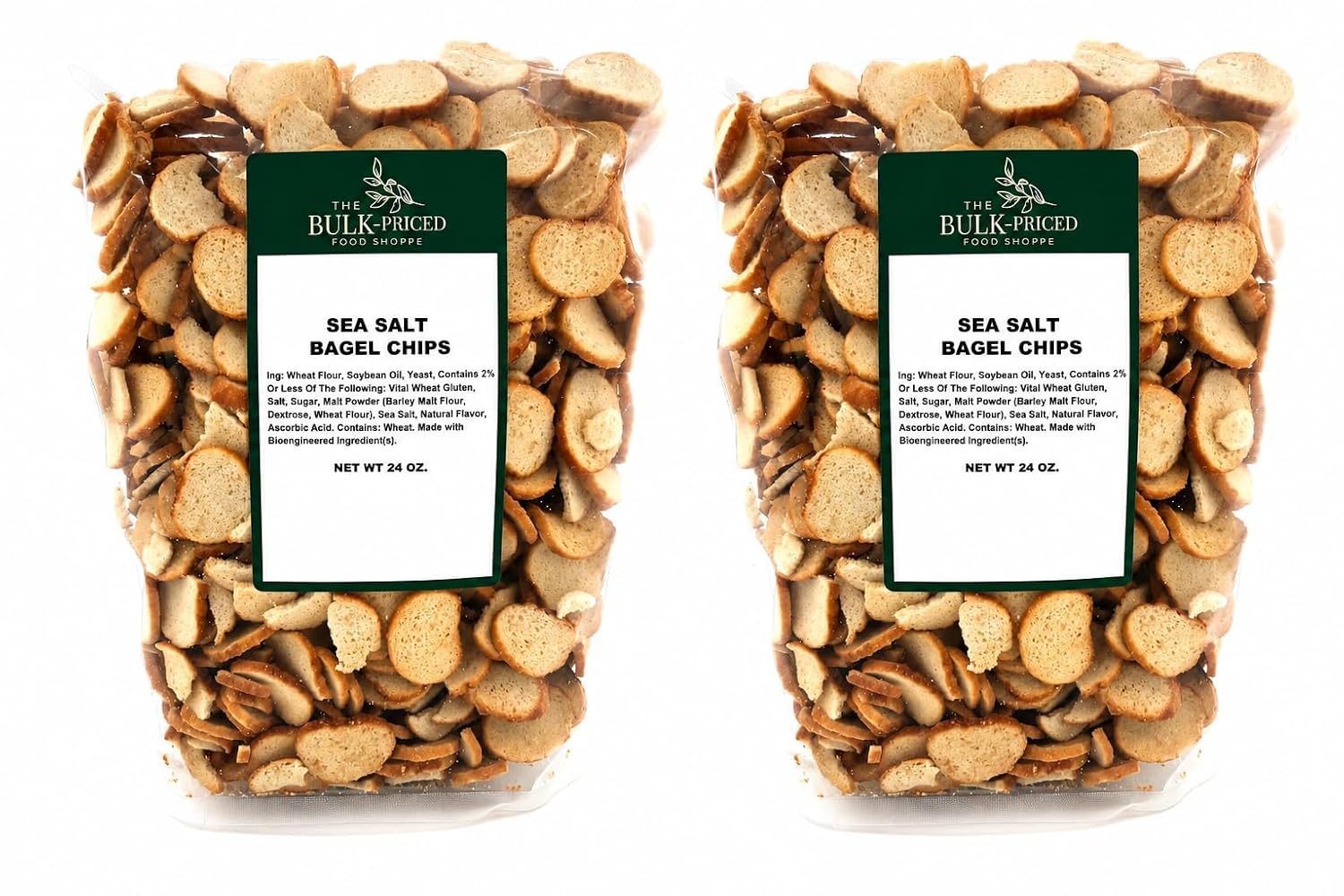 Sea Salt Bagel Chips, Bulk Size (24oz. Resealable Zip Lock Stand Up Bag)