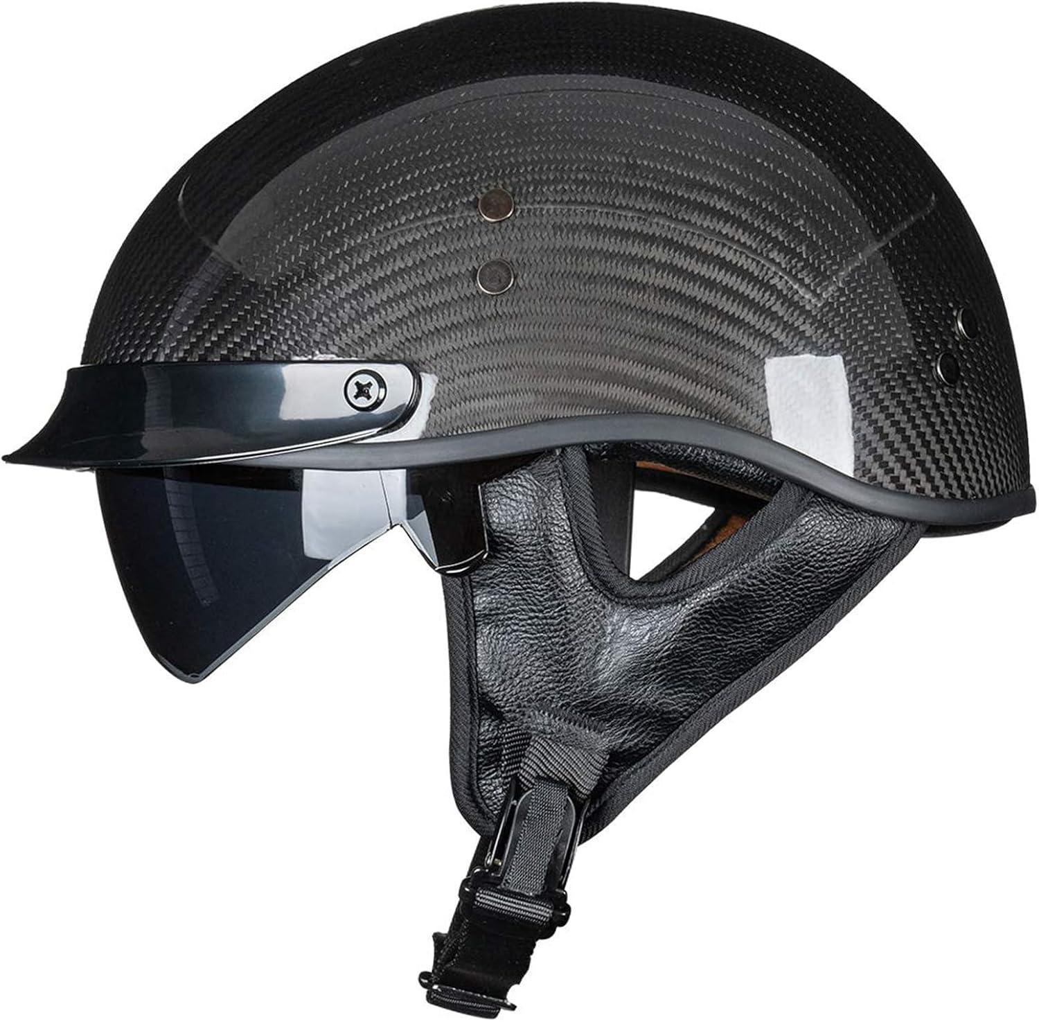 VCOROS Carbon Fiber Open Face Retro Motorcycle Half Helmet DOT