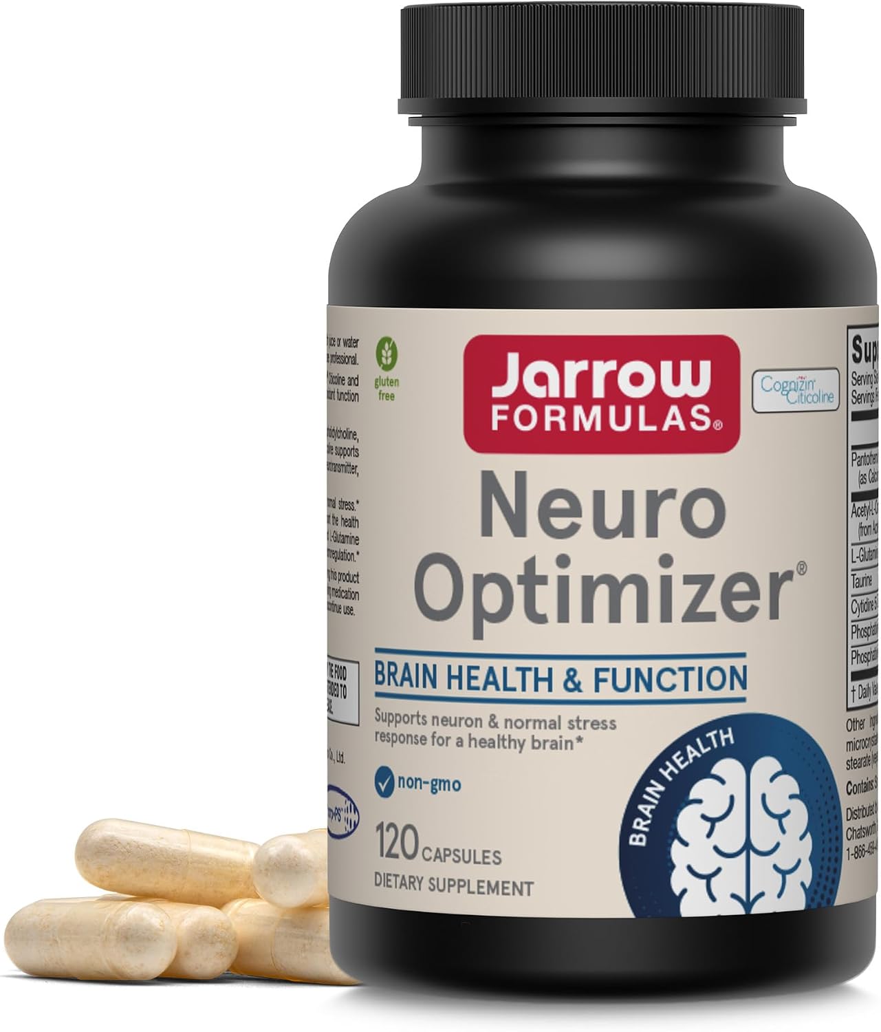 Jarrow Formulas Neuro Optimizer with 7 Neuro-Nutrient Ingredients, Dietary Supplement for Brain Health, Function, and Antioxidant Support