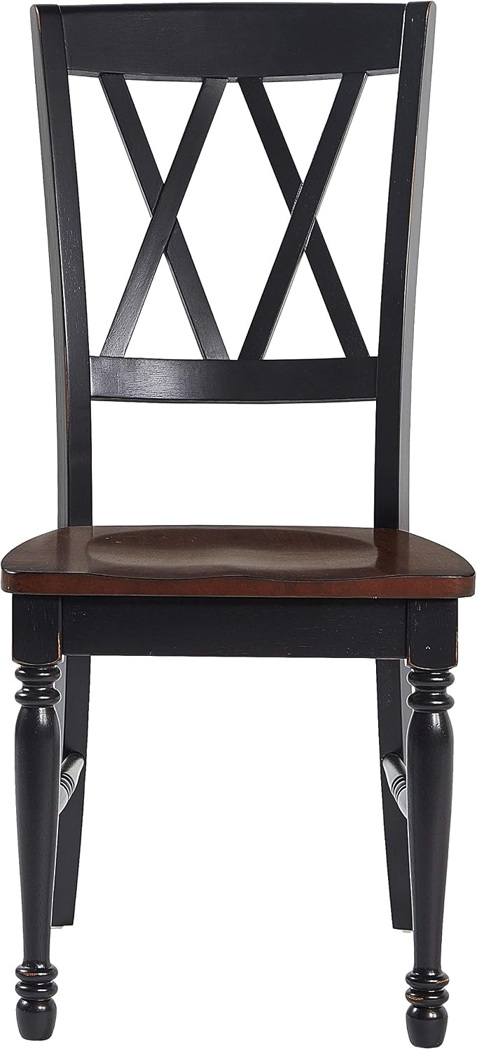 Crosley Furniture Shelby Traditional Wood X-Back Dining Room Chairs Set of 2, Kitchen Chair, Distressed White