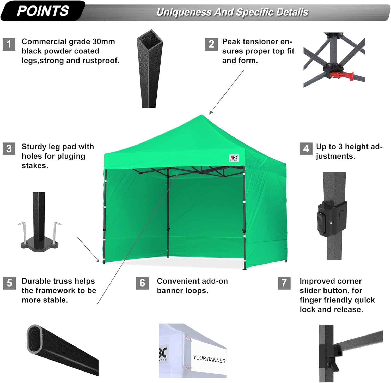ABCCANOPY Heavy Duty Easy Pop up Canopy Tent with Sidewalls 10x20, Turquoise