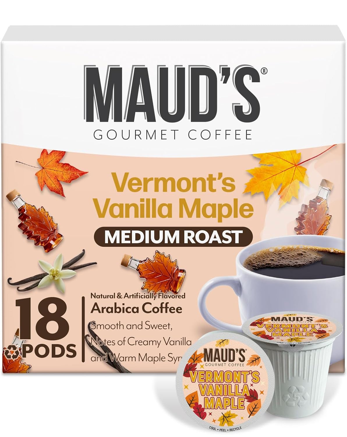 Maud's Family Pack Coffee Pods Variety Pack, 136ct, 12 Assorted Flavors | Medium Roast Flavored Coffee in Single Serve Pods – 100% Arabica Coffee, Compatible with Keurig Coffee Makers