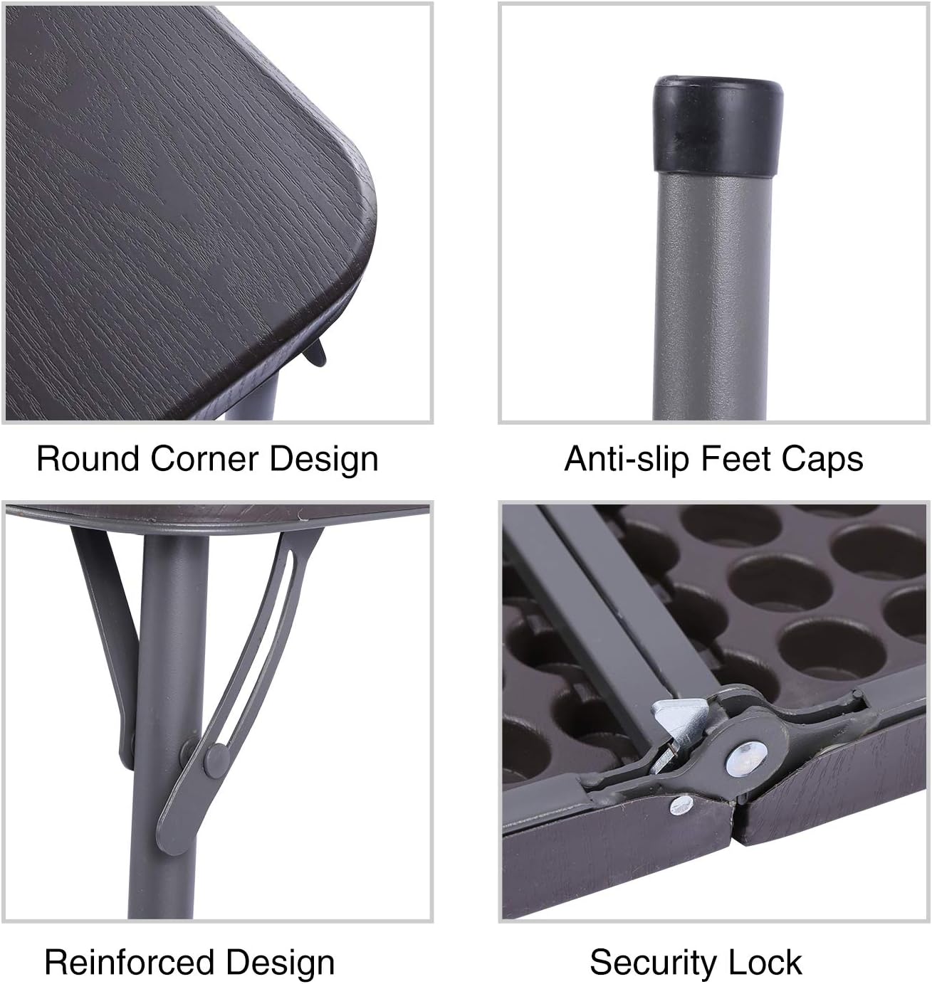 REDCAMP 34" Square Folding Card Table with Resin Top, Portable Fold in Half Small Card Tables with Collapsible Legs for Adults Indoor Outdoor Use