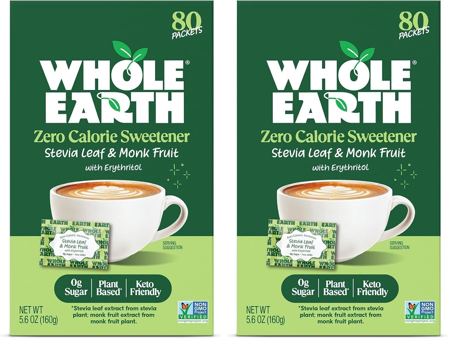 Whole Earth Sweetener Co. NATURE SWEET Stevia & Monk Fruit Sweetener, Erythritol Sweetener, Sweet Leaf Stevia Packets, Sugar Substitute, Natural Sweetener, 80 Count
