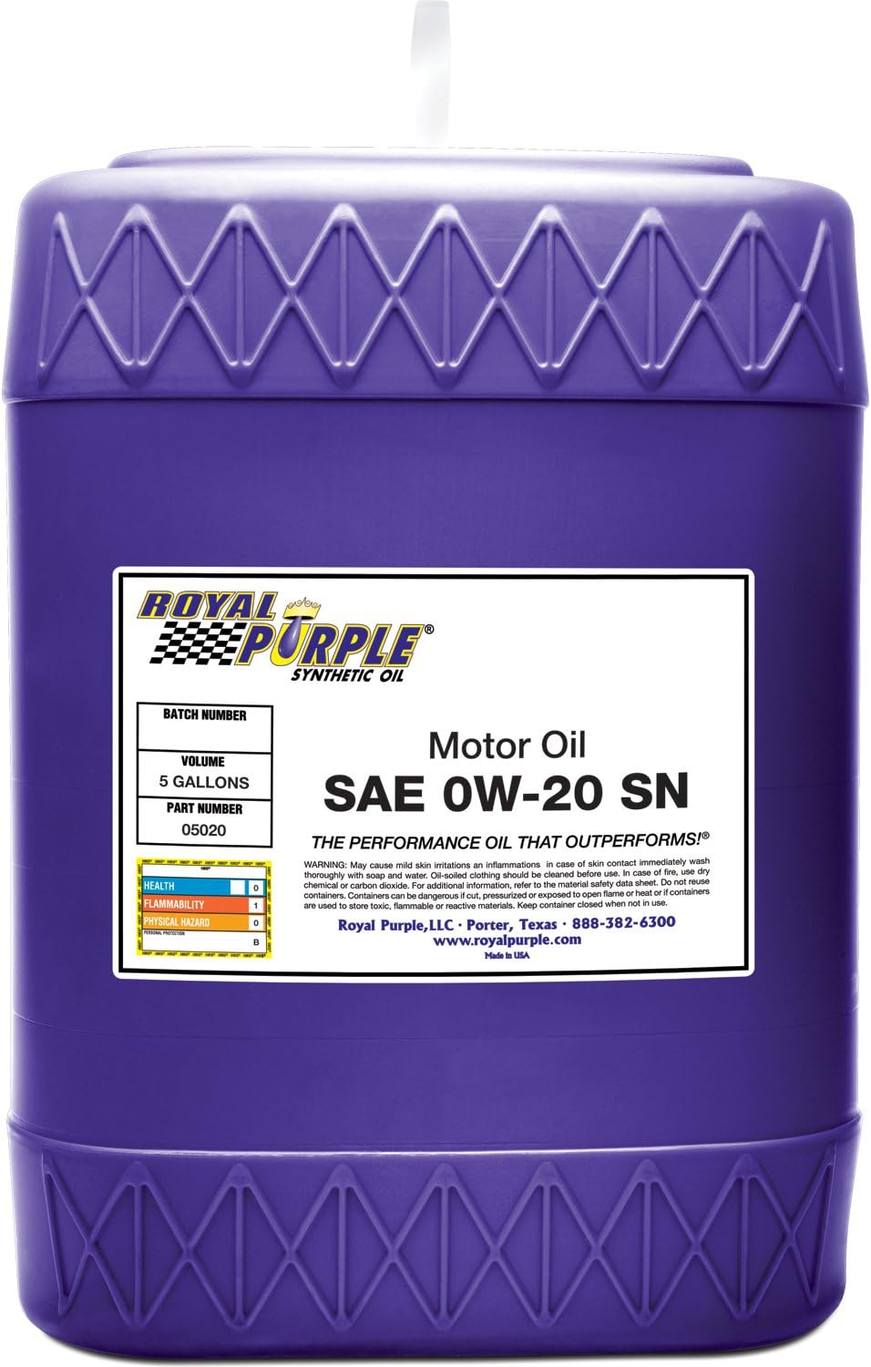 Royal Purple 51530 API-Licensed SAE 5W-30 High Performance Synthetic Motor Oil - 5 qt., Model:ROY51530