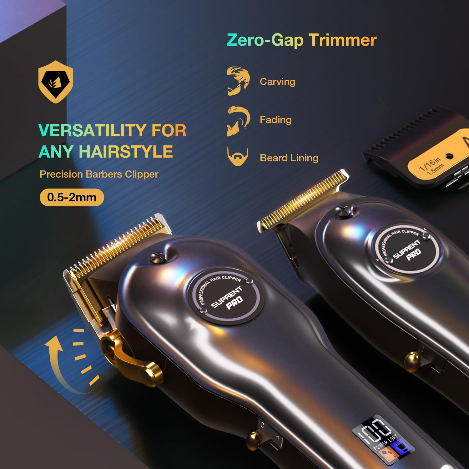 SUPRENT® PRO Professional Hair Clippers for Men- Hair Cutting Kit & Zero Gap T-Blade Trimmer Combo- Cordless Barber Clipper Set with LED Display