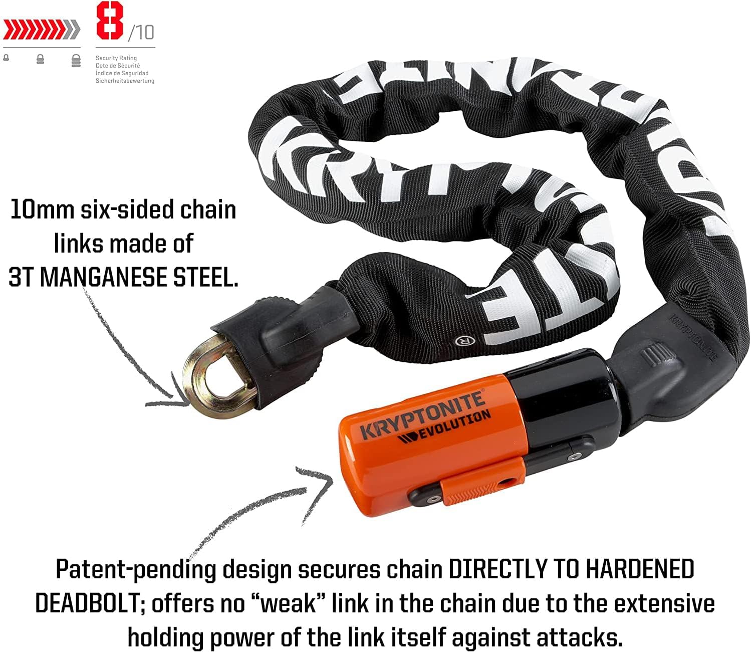 Kryptonite Evolution 1090 Bike Chain Lock, 3 ft