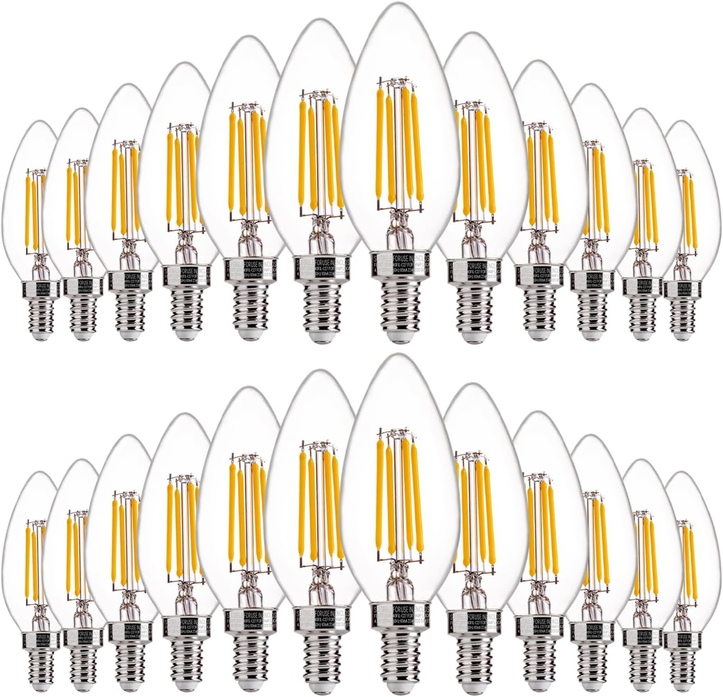 60W Equivalent LED Chandelier Light Bulbs, Dimmable, E12 Base, Clear B11 LED Filament Candelabra Bulbs, 2700K Soft White, 6 Pack