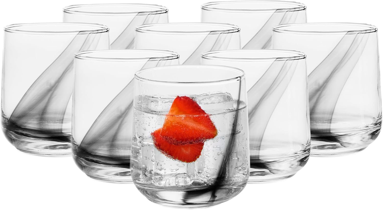 Libbey Blue Ribbon Rock Glasses Set, Artisan-Inspired Four-Dimple Shaped Glass Cups, Dishwasher Safe Whiskey Glasses Set of 8 for Dinners, Parties
