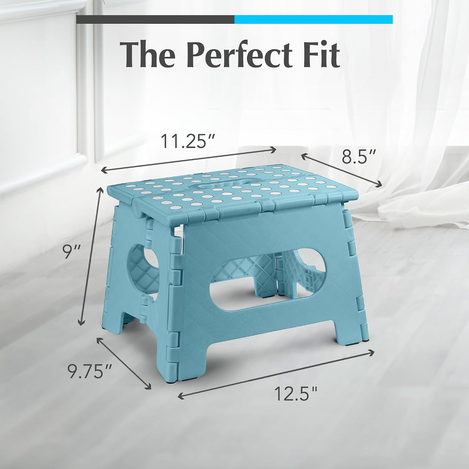 Handy Laundry Folding Step Stool 9 Inch, Black, Non-Slip Holds 300 lbs | 9 Inch, Black, Foldable Collapsible Step Stool, Non-Slip, Holds 300 lbs, Kitchen Bathroom Bedroom, Adults