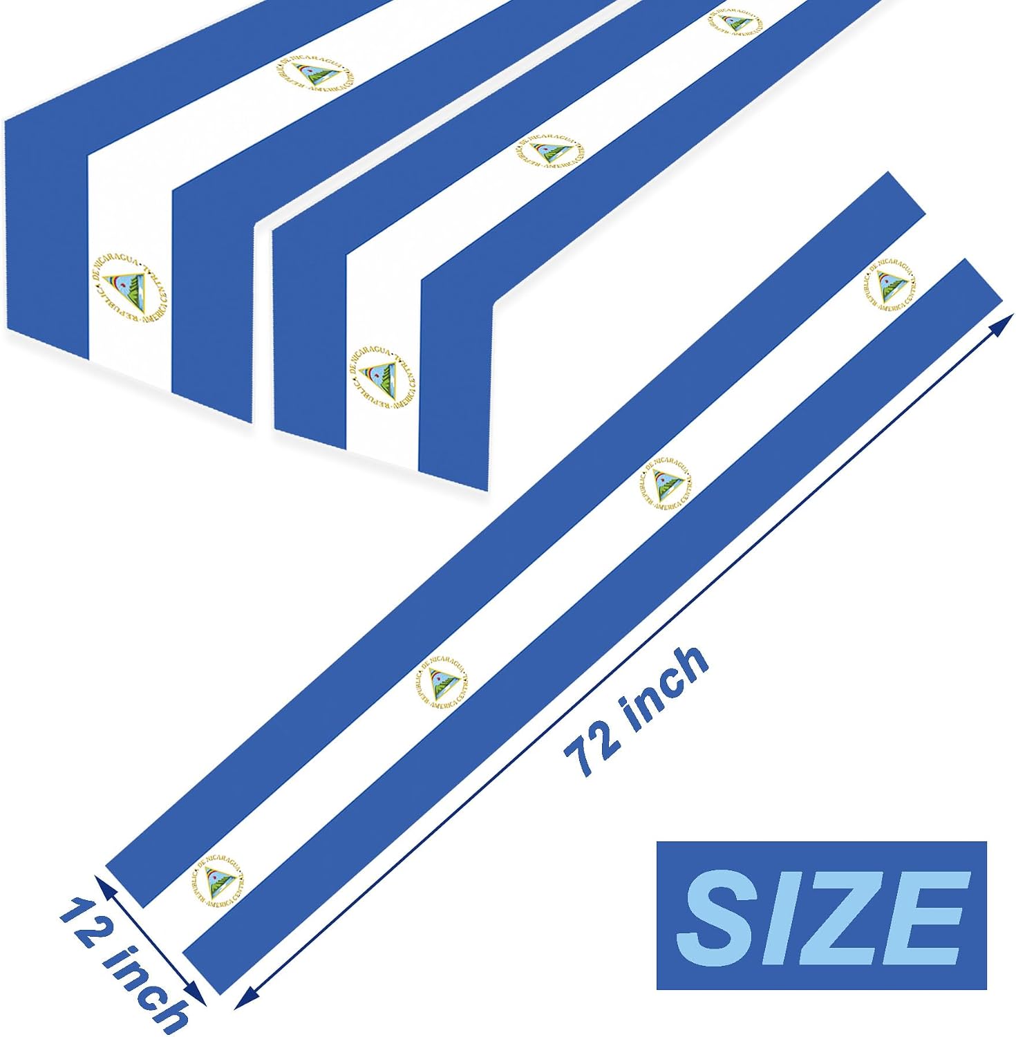 2PCS Nicaragua Flag Table Runner Nicaraguans Party Supplies Decorations Favors National Flag Decor Tablecloth National Sports Events Table Cover