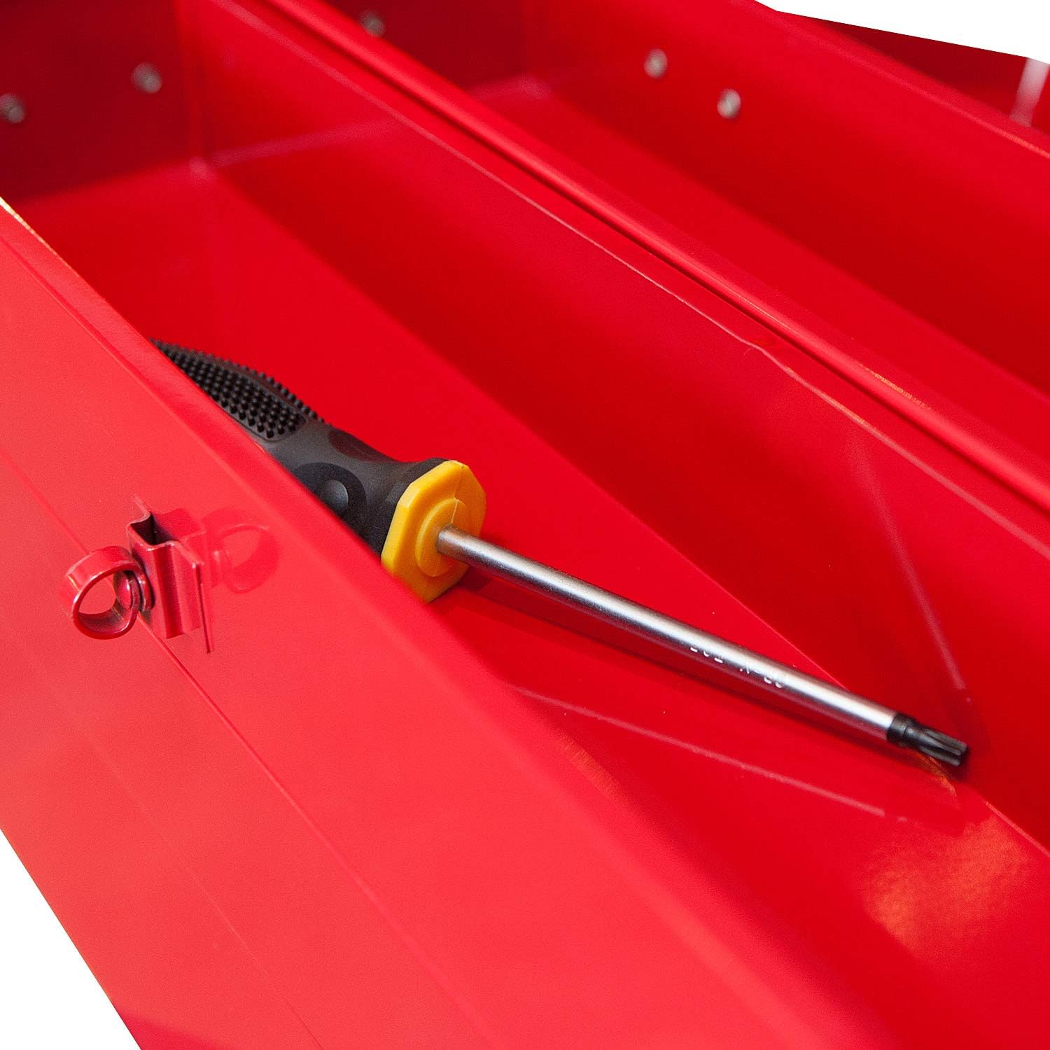 Big Red Torin ATB122R 18" Cantilever Style Portable Steel Tool Box with Trays and Metal Latch Closure, Red