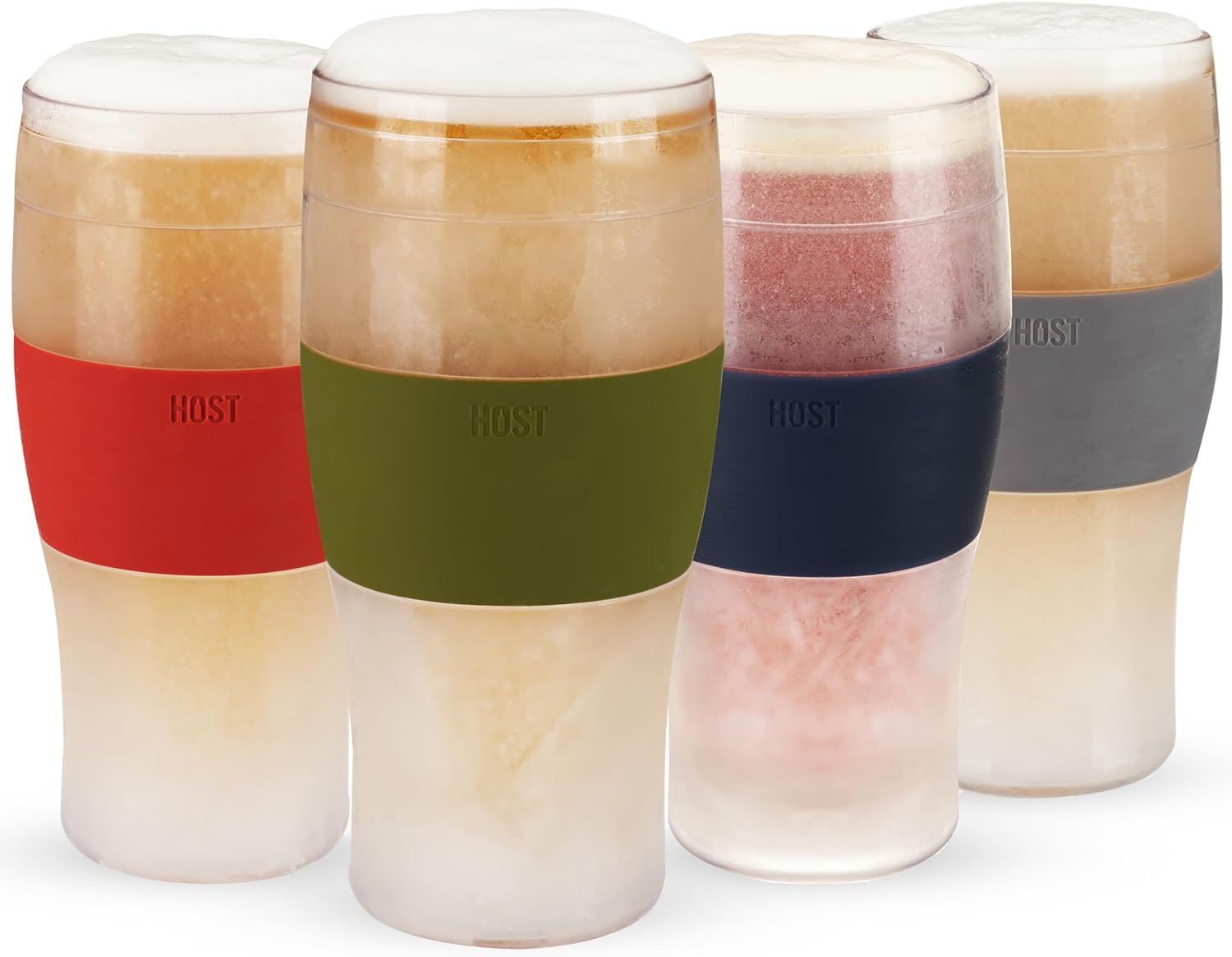 Host FREEZE Beer Glasses, Frozen Beer Mugs, Freezable Pint Glass Set, Insulated Pint Glass to Keep Your Drinks Cold, Double Walled Insulated Glasses