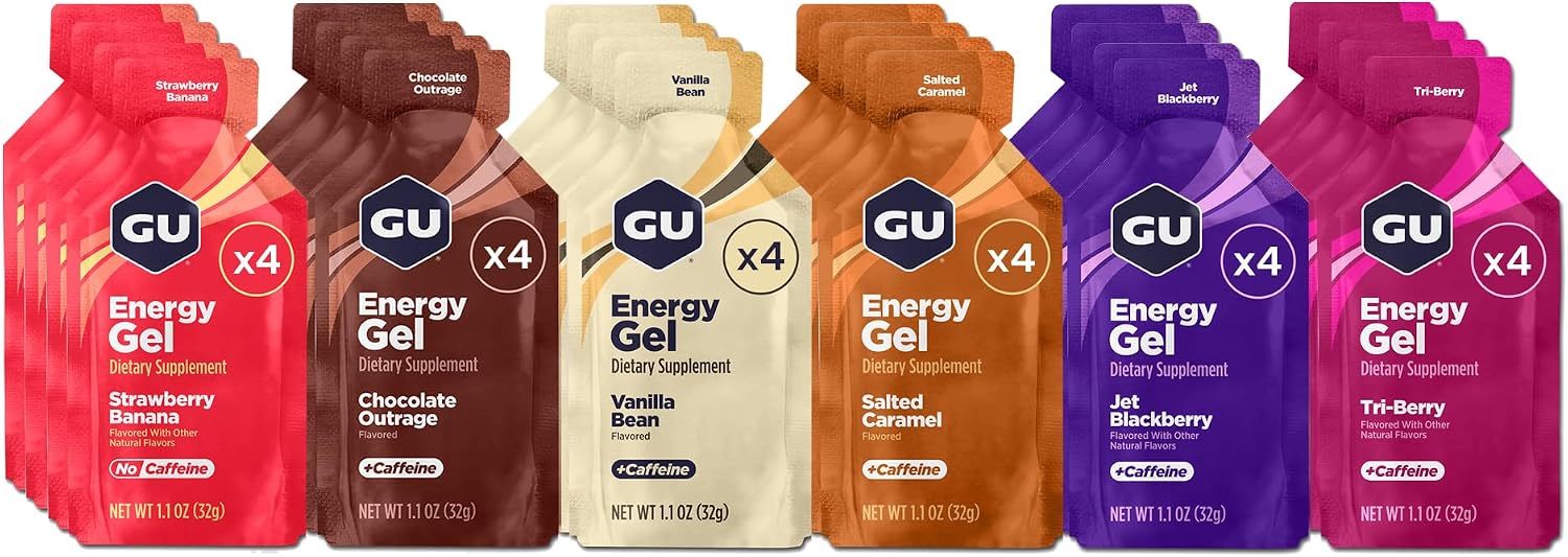 GU Energy Original Sports Nutrition Energy Gel, Vegan and Dairy-Free On-the-Go Energy for Any Workout, Vanilla Bean, 8-Count