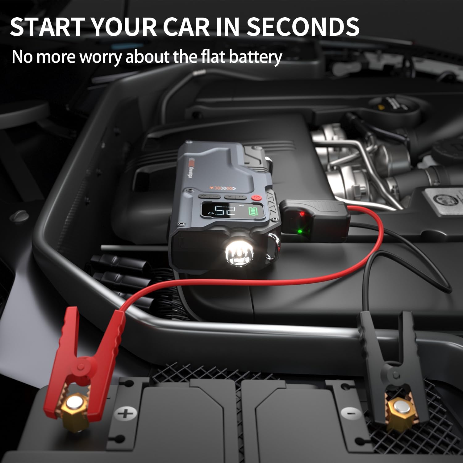 9000A Car Battery Charger Jump Starter with Air Compressor, 150PSI Tire Inflator Air Pump(All Gas/16L Diesel)