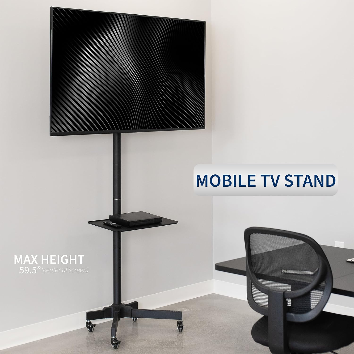 VIVO Mobile TV Cart for 32 to 83 inch Screens up to 110 lbs, LCD LED OLED 4K Smart Flat and Curved Panels, Rolling Stand with Laptop DVD Shelf, Locking Wheels, Max VESA 600x400, Black, STAND-TV03E