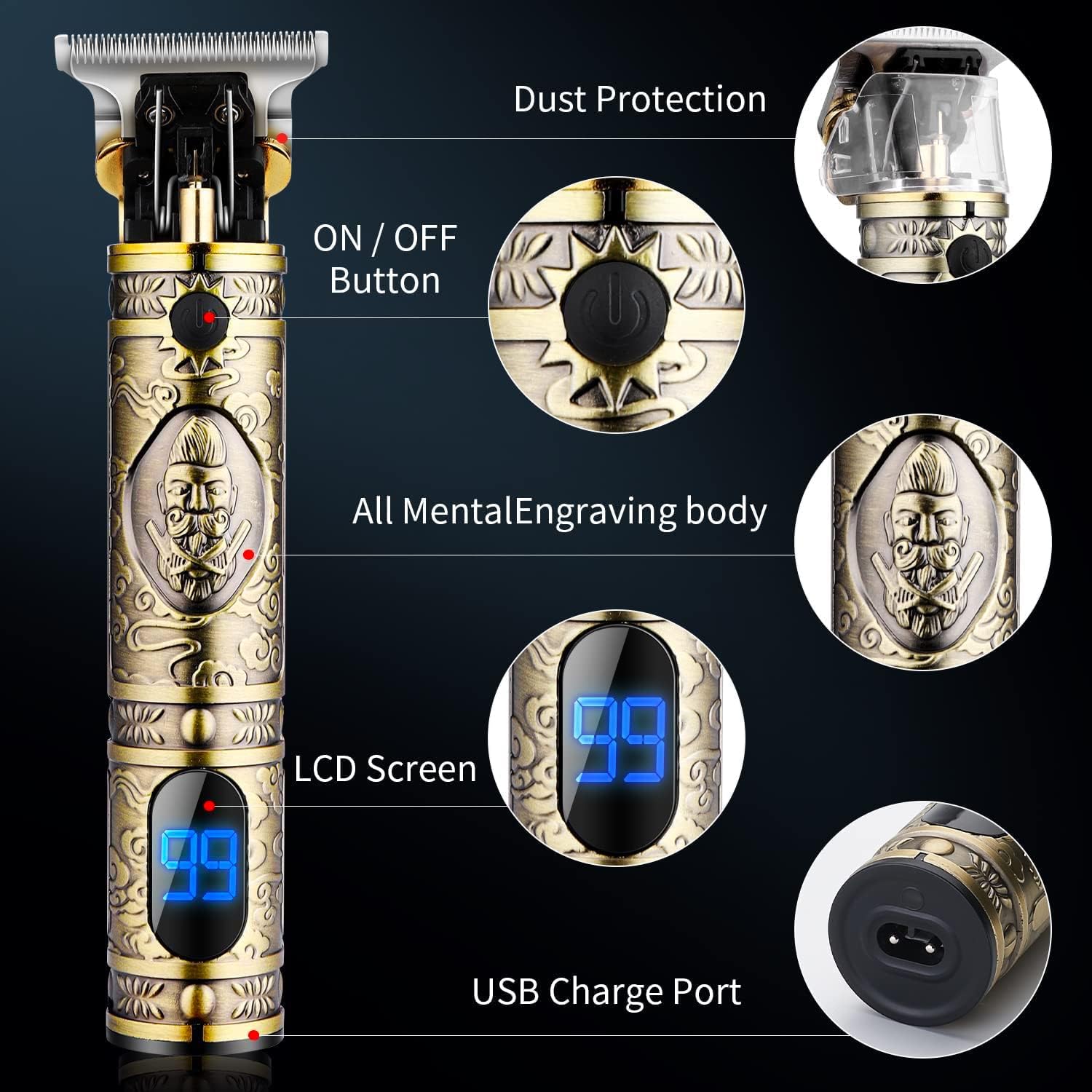 Suttik Hair Clippers for Men, Professional Hair & Beard Trimmer for Men, Mustache Trimmer T-Blade Hair Liner Edgers