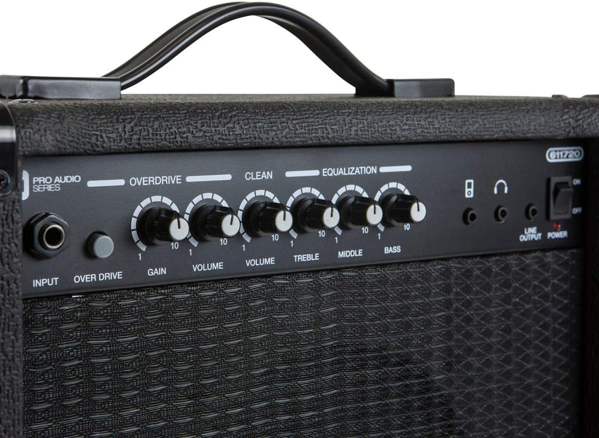 Monoprice 1x8 Guitar Combo Amplifier - Black 20-Watt, 86dB of Gain - 1/4 Inch Input for Guitars, Aux MP3 Input, 3.5mm Headphone Output