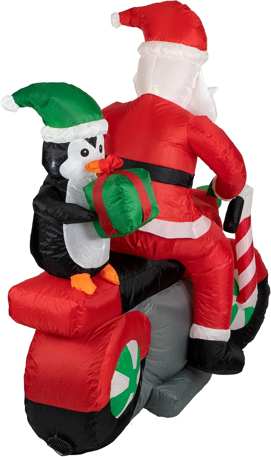 LED Lighted Santa and Penguin on Motorcycle Outdoor Christmas Inflatable - 5'