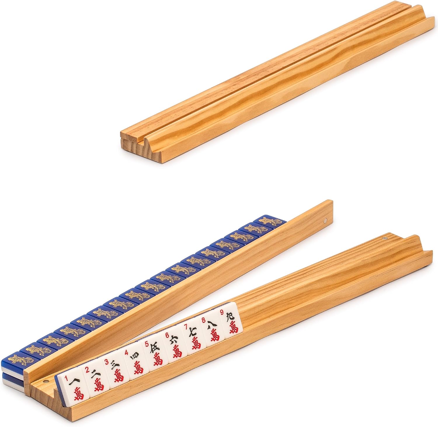 Yellow Mountain Imports American Mahjong Set, Mojave (Ivory) with Brown Soft Case, All-in-One Racks with Pushers, Wright Patterson Scoring Coins, Dice, & Wind Indicator