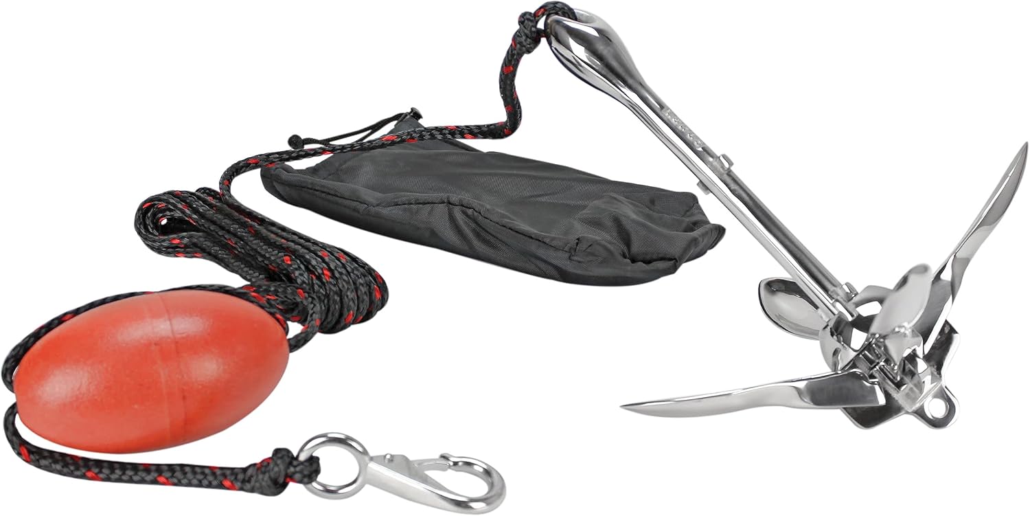 Extreme Max 3006.6702 BoatTector Complete Stainless Steel Grapnel Anchor Kit for Small Boats, Kayaks, PWC, Jet Ski, SUP, etc. - 3.5 lbs.