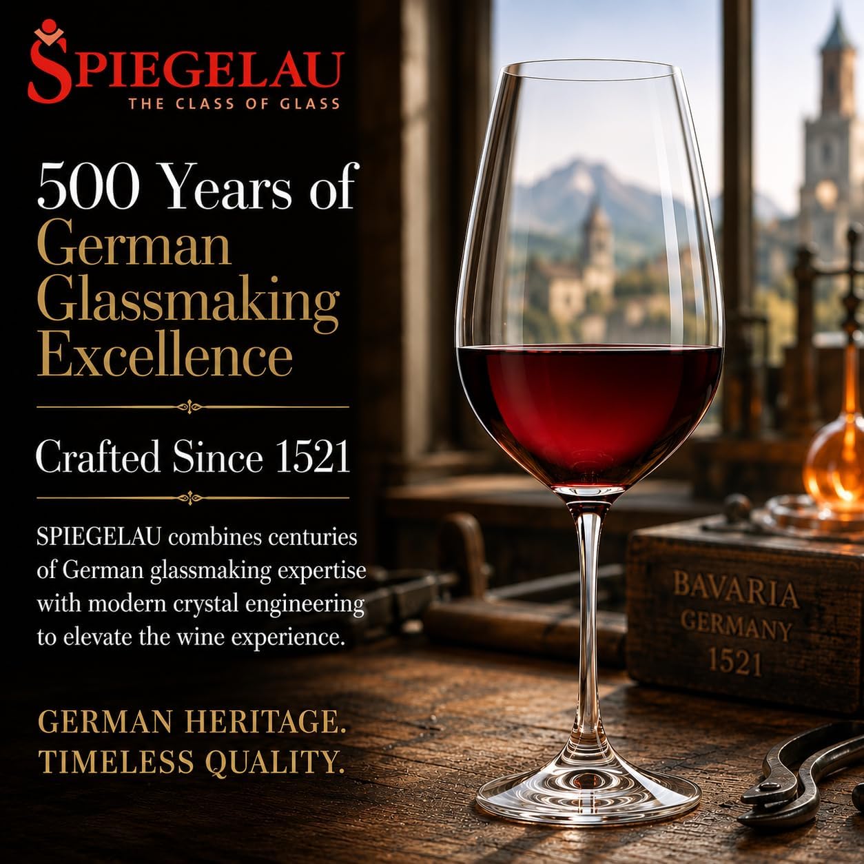 Spiegelau Salute Stemmed Red Wine Glasses, Lead-Free Crystal Wine Glasses for Pinot Noir, Cabernet, Wedding, Anniversary, Housewarming, Birthday Gifts, Elegant Glassware, Home Bar, 19.4 oz, Set of 4
