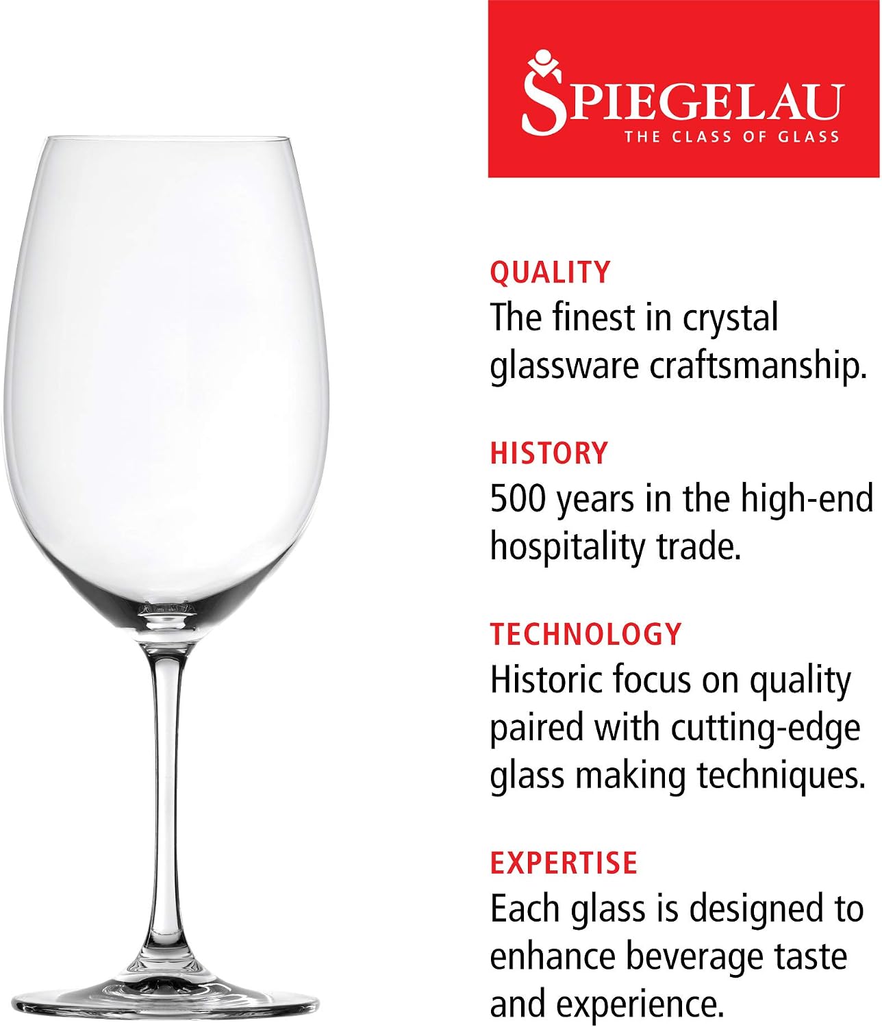 Spiegelau Salute Stemmed Red Wine Glasses, Lead-Free Crystal Wine Glasses for Pinot Noir, Cabernet, Wedding, Anniversary, Housewarming, Birthday Gifts, Elegant Glassware, Home Bar, 19.4 oz, Set of 4