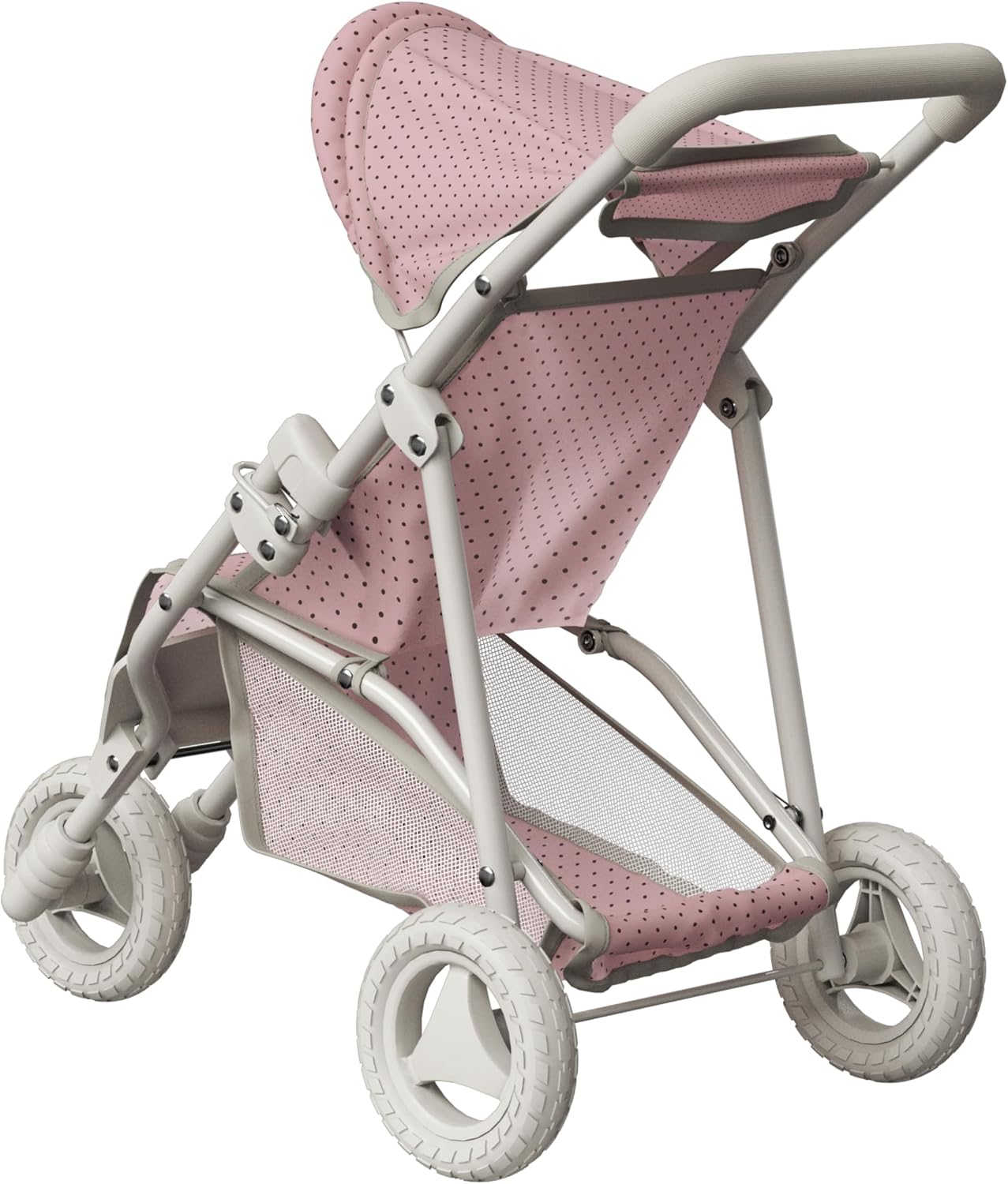 Olivia's Little World Doll Jogging-Style Stroller with Canopy, Storage Underneath, Pink and Cream and Gray | Canopy, Storage Underneath