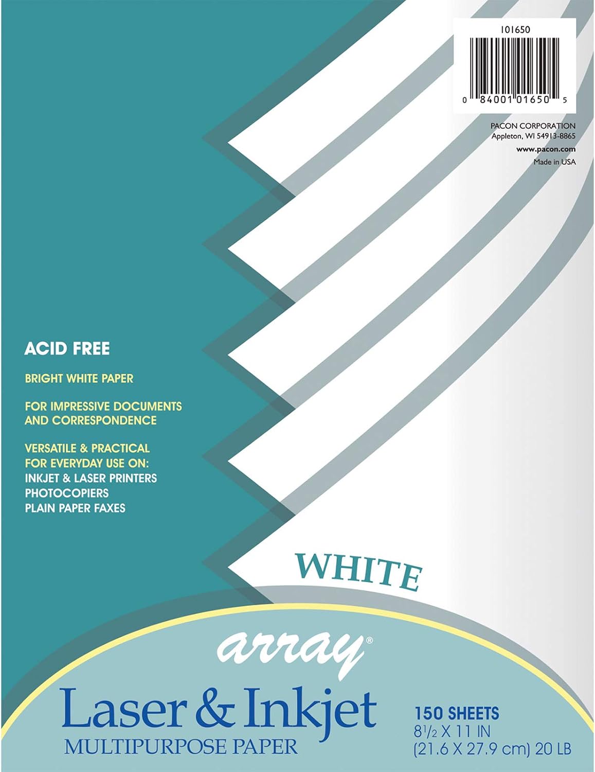 Pacon 101650 Multi-Purpose Paper, White, Letter - 8-1/2" X 11"