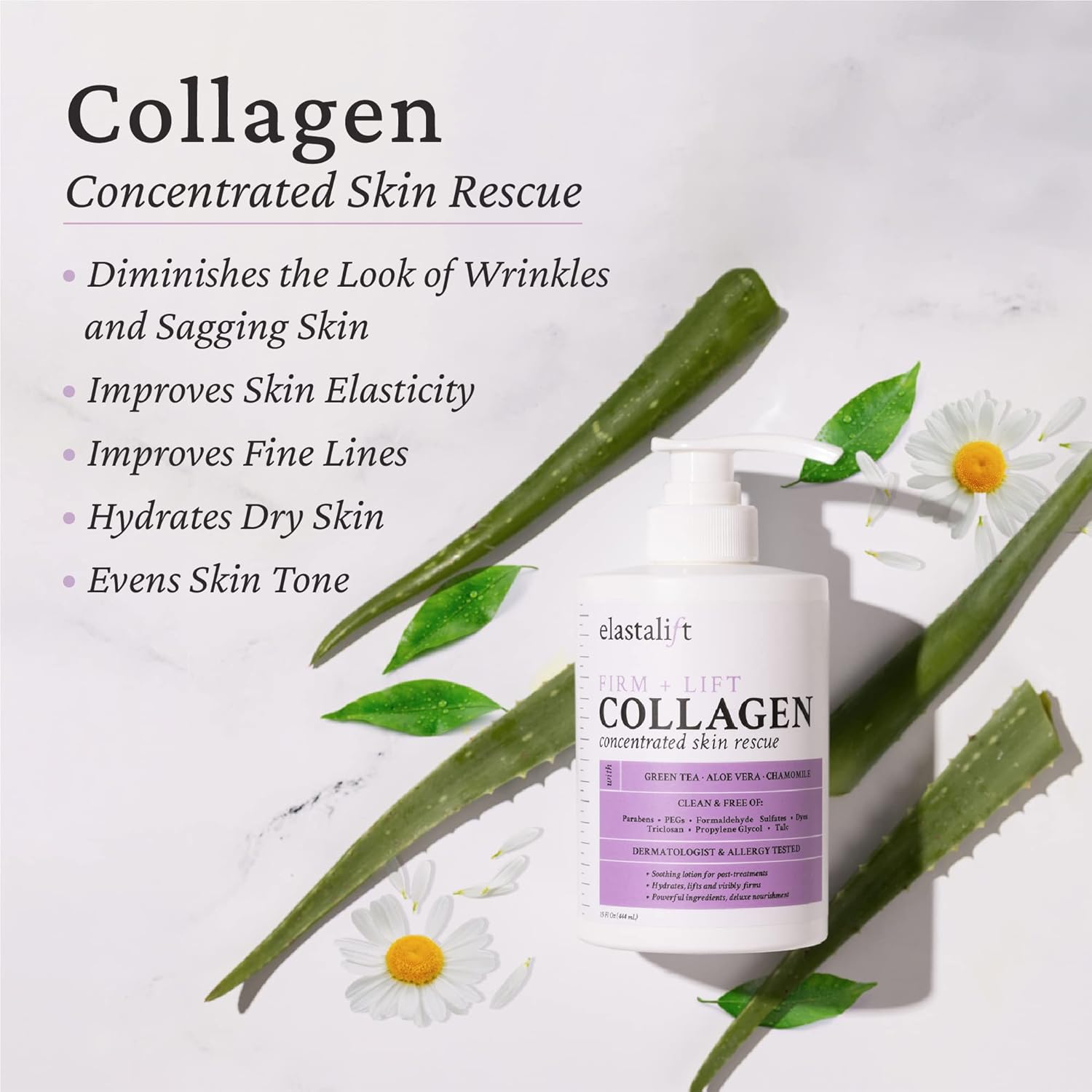 Elastalift Collagen Cream Skin Care Face Lotion & Body Lotion | Fragrance Free Skin Tightening Cream Collagen Firming Lotion Body Moisturizer For