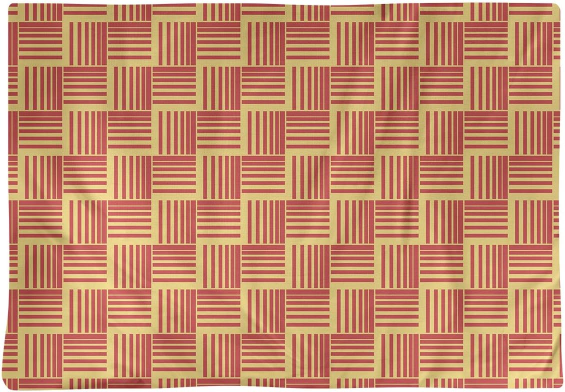 Dana Strider Two Color Basketweave Stripes Table Placemat, 18 x 14, Yellow & Red