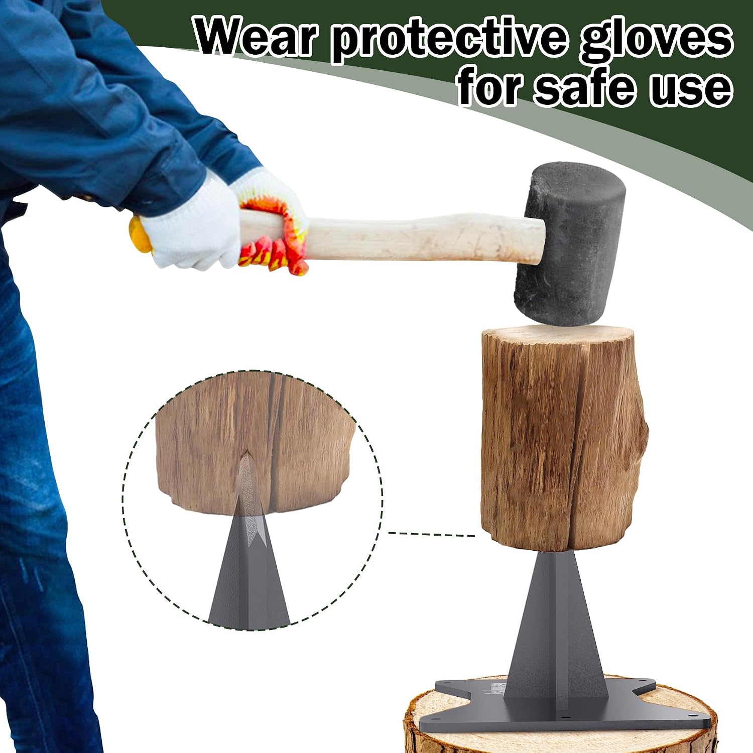 GanFindX Firewood Kindling Splitter Heavy Duty Wood Splitting Tool | Portable Ergonomic Design for Easy Firewood Preparation, Camping, Fireplace and Outdoor Use
