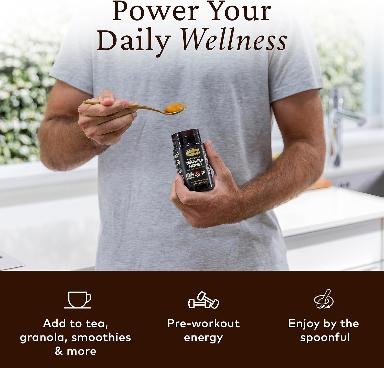 Comvita Manuka Honey UMF 20+ (MGO 829+) Pure, Unpasteurized - 250g (8.8 Oz) | Raw Manuka Honey New Zealand, Superfood for Immune Health, Wild