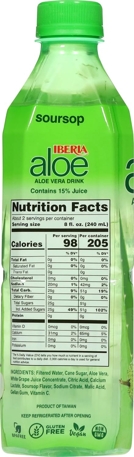 Iberia Aloe Vera Juice Drink, Pineapple, 16.9 Fl Oz (Pack of 24)