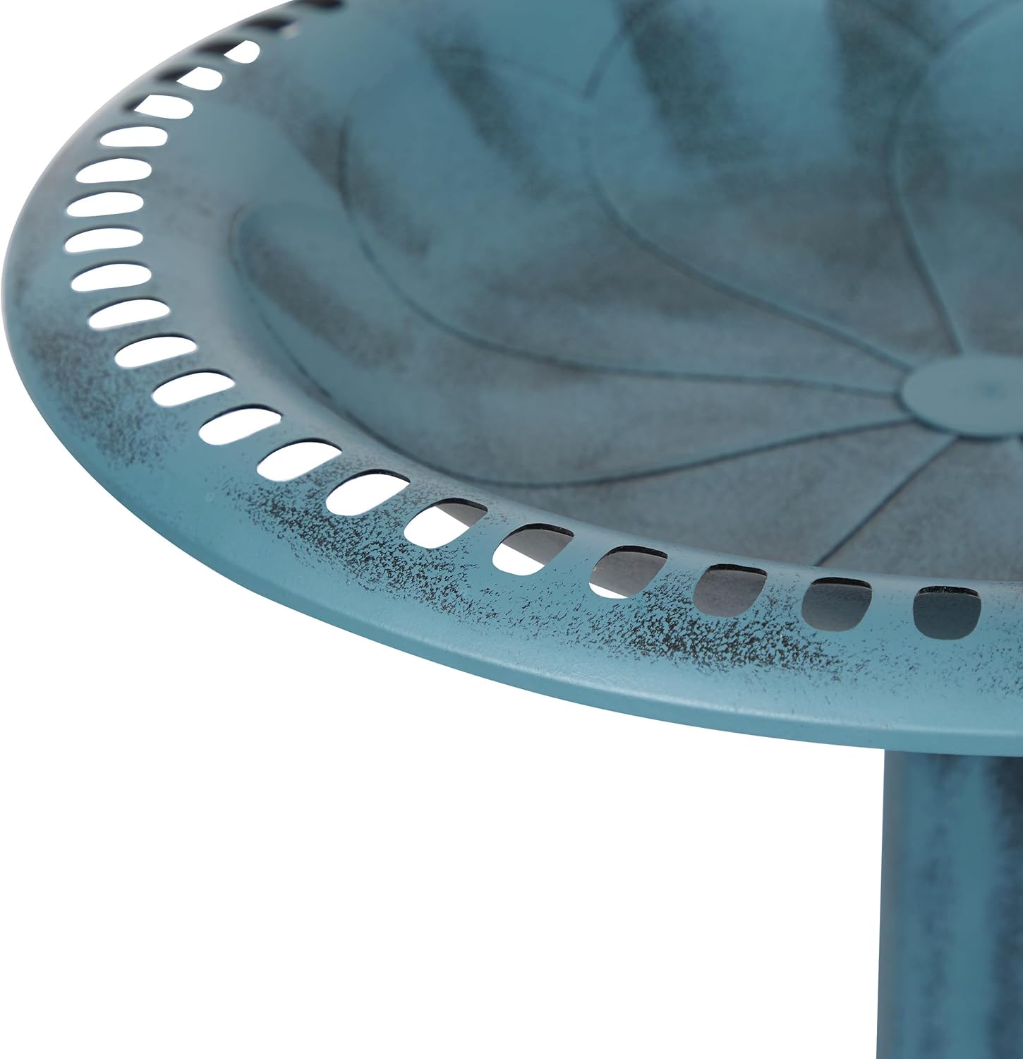 Alpine Corporation TEC116 Outdoor Aged Green Pedestal Birdbath with Scrollwork, 28" Tall, Green