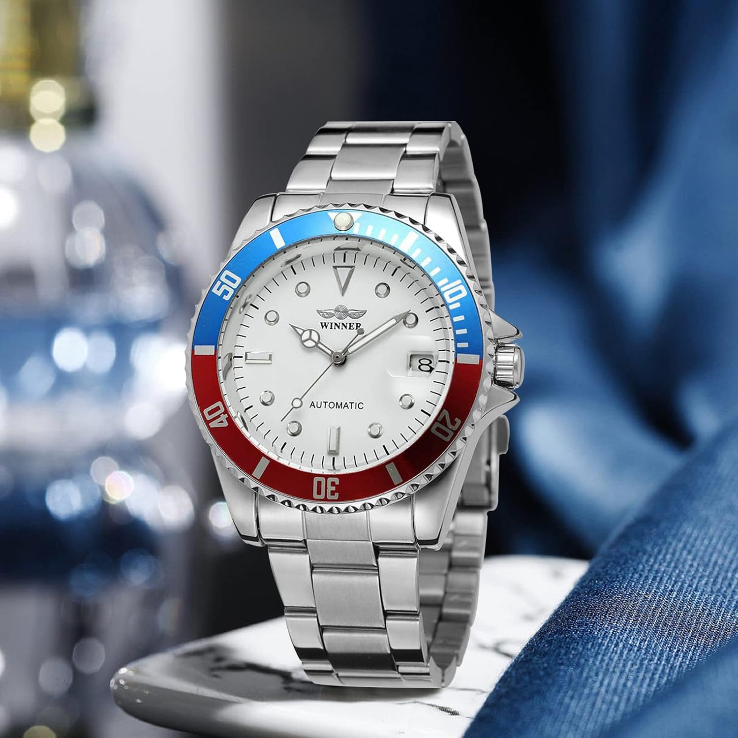 MASTOP Men Automatic Mechanical Watches Full Steel Waterproof Mens Watches | Calendar,Fashion Wristwatch for Men