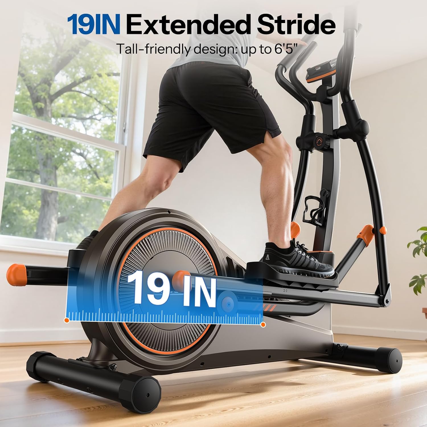 Niceday Elliptical Exercise Machine with 15.5/18/19IN Long Stride | Compact Elliptical Machine for Home Use, 16 Resistance Levels; 400LBS Stable Loading Capacity; Kinomap APP Support