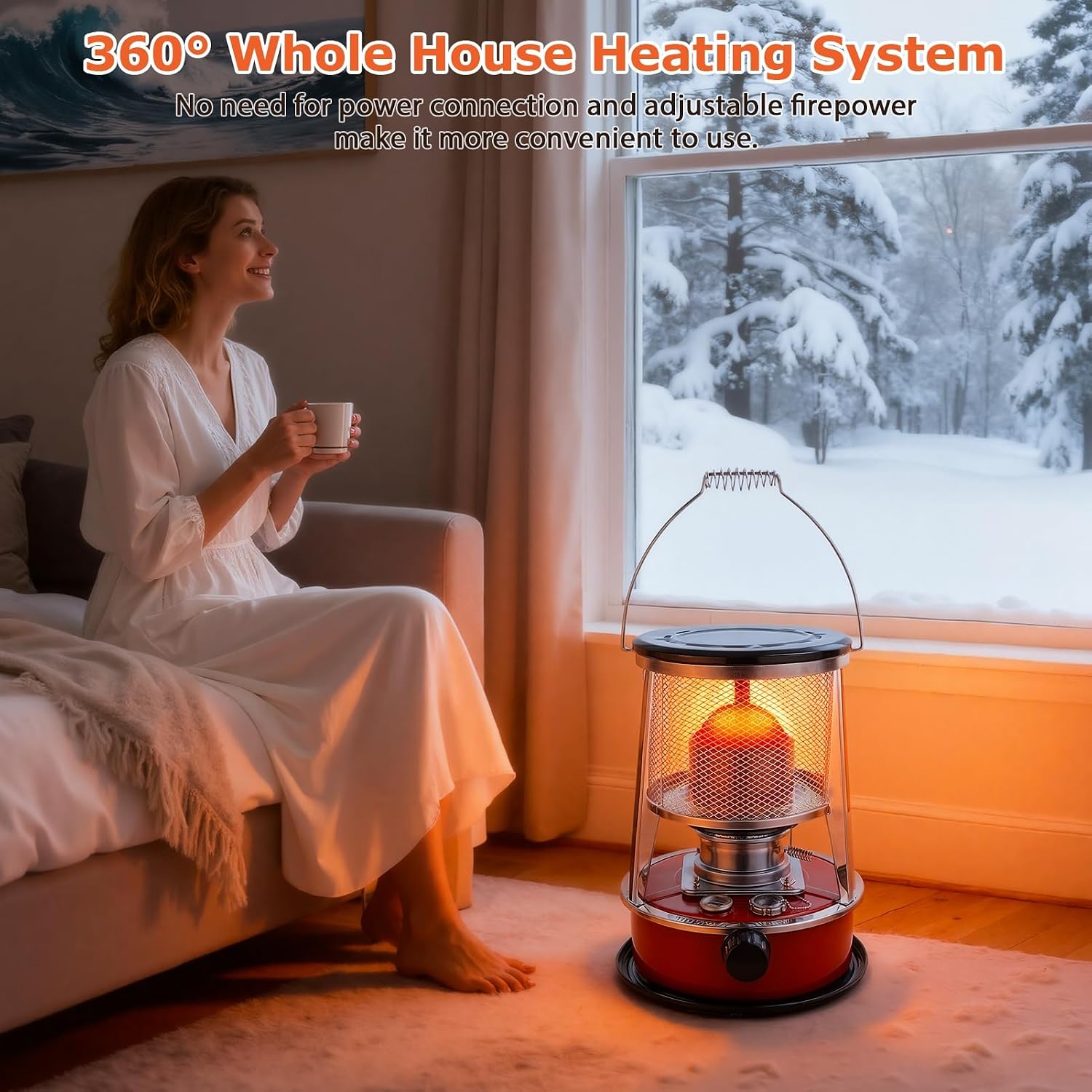 Kerosene Heater, Kerosene Stove 9000 BTU No Electricity Needed Portable Indoor Outdoor Heater for Camping, Tent, Ice Fishing, Emergency Heating – Galvanized Steel & Stainless Steel Construction Red