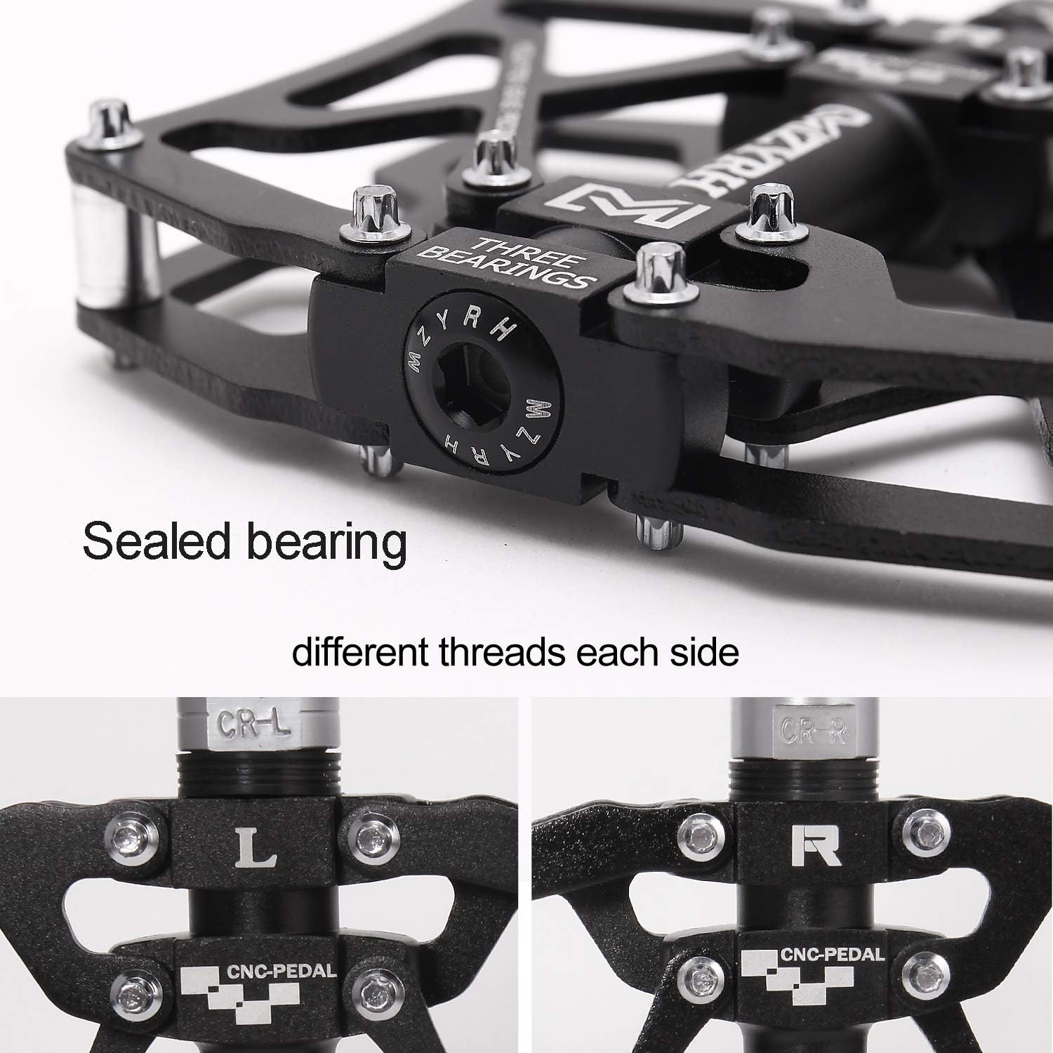 MZYRH Mountain Bike Pedals, Ultra Strong Colorful CNC Machined 9/16" Cycling Sealed 3 Bearing Pedals