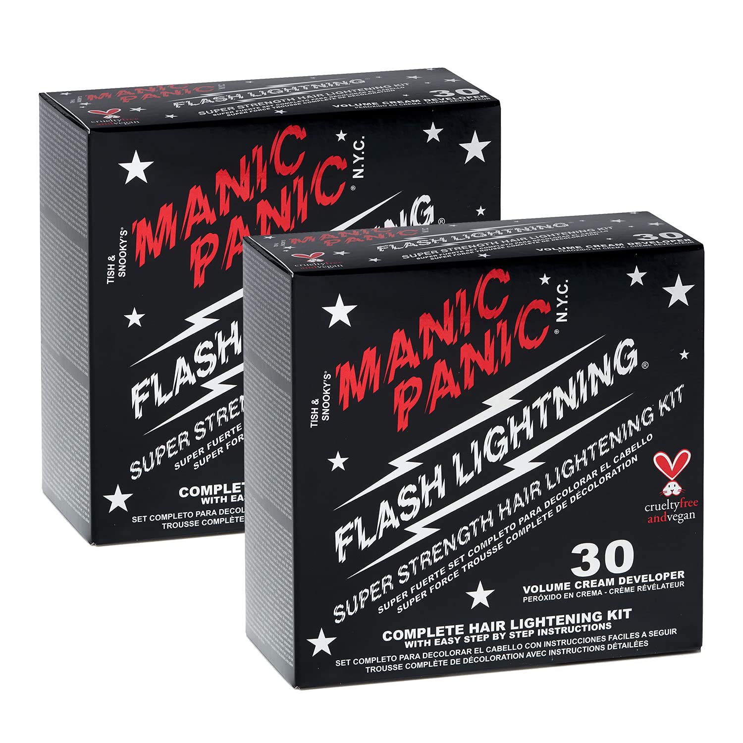 MANIC PANIC Flash Lightning Hair Bleach Kit - Bleach Powder + 30 Volume Developer - Hair Lightener for Dark Shades - Lifts Up to 5 Levels - Achieve